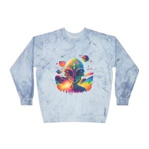 Unisex Color Blast Crewneck Sweatshirt Psychedelic Alien