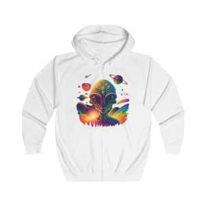 Unisex Full Zip Hoodie Psychedelic Alien