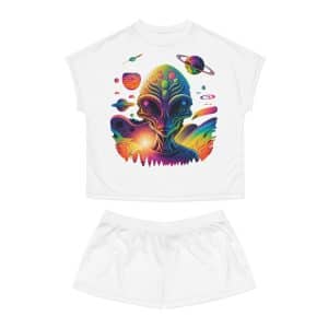 Women's Short Pajama Set (AOP) Psychedelic Alien