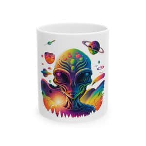 Ceramic Mug, (11oz, 15oz) Psychedelic Alien