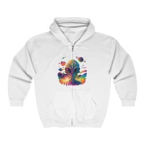 Unisex Heavy Blend™ Full Zip Hooded Sweatshirt Psychedelic Alien