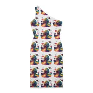 Shoulder Dress (AOP) Psychedelic Alien