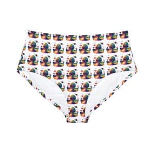 High-Waist Hipster Bikini Bottom (AOP) Psychedelic Alien