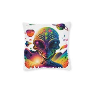 Square Pillow - Pink Back Psychedelic Alien