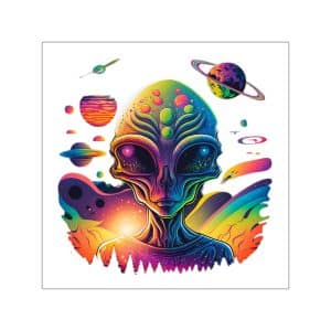 Square Vinyl Stickers Psychedelic Alien