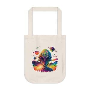 Organic Canvas Tote Bag Psychedelic Alien