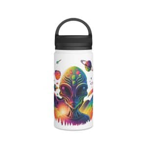 Stainless Steel Water Bottle, Handle Lid Psychedelic Alien