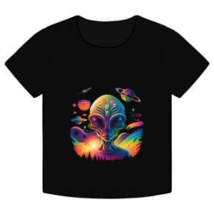 Organic Rib Baby Tee Psychedelic Alien