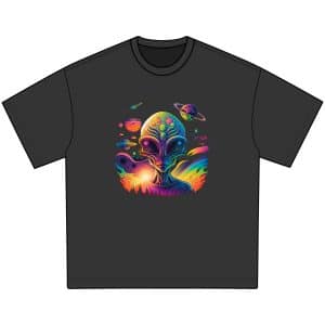 Men's Acid Washed Heavy Oversize Tee Psychedelic Alien