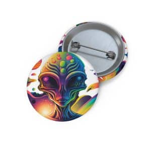 Custom Pin Buttons Psychedelic Alien