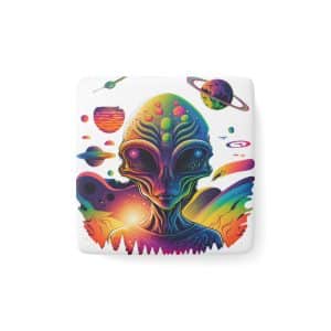 Porcelain Magnet, Square Psychedelic Alien