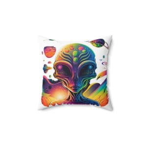 Spun Polyester Square Pillow Psychedelic Alien