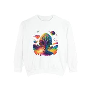 Unisex Garment-Dyed Sweatshirt Psychedelic Alien