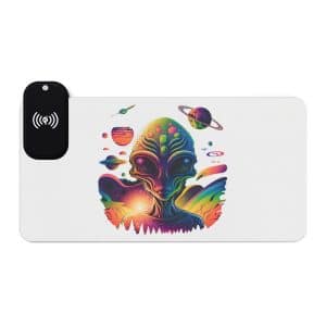 LED Gaming Mouse Pad, Wireless Charging Psychedelic Alien