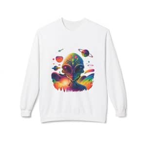 Unisex Midweight Softstyle Fleece Crewneck Sweatshirt Psychedelic Alien