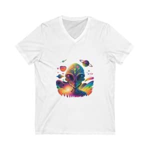 Unisex Jersey Short Sleeve V-Neck Tee Psychedelic Alien