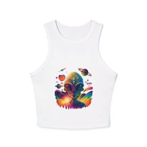 Women's Micro Rib Racer Tank Top Psychedelic Alien