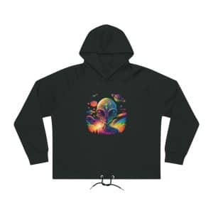 Women's Bower Cropped Hoodie Sweatshirt Psychedelic Alien