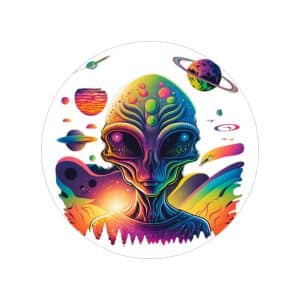 Transparent Outdoor Stickers, Round, 1pcs Psychedelic Alien