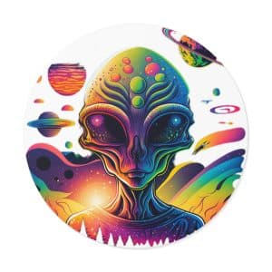 Round Vinyl Stickers Psychedelic Alien