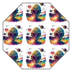 Semi-Automatic Foldable Umbrella Psychedelic Alien