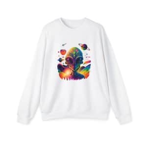 Unisex Drop Shoulder Sweatshirt Psychedelic Alien