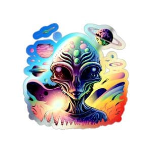 Holographic Die-cut Stickers Psychedelic Alien