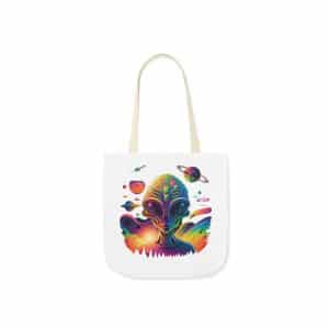 Canvas Tote Bag, 5-Color Straps Psychedelic Alien