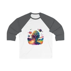 Unisex 34 Sleeve Baseball Tee Psychedelic Alien