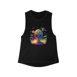 Women's Flowy Scoop Muscle Tank Psychedelic Alien