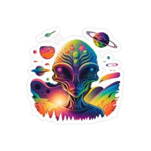 Transparent Outdoor Stickers, Die-Cut, 1pc Psychedelic Alien