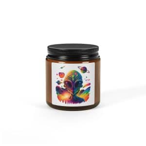 Scented Soy Candle (Multi-Size, Amber Jar) Psychedelic Alien