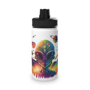 Stainless Steel Water Bottle, Sports Lid Psychedelic Alien