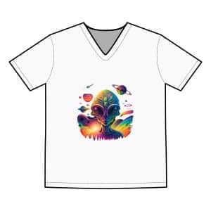 Men's Staple V Neck Tee Psychedelic Alien