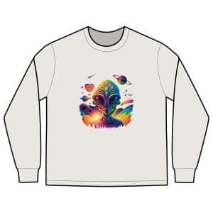 Men's Heavy Faded Long Sleeve Tee Psychedelic Alien