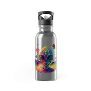 Stainless Steel Water Bottle With Straw, 20oz Psychedelic Alien