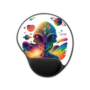 Mouse Pad With Wrist Rest Psychedelic Alien