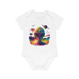 Baby Organic Short Sleeve Bodysuit Psychedelic Alien