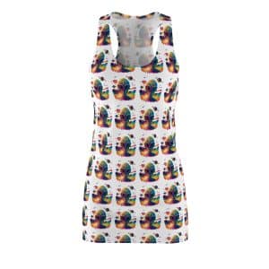 Women's Cut & Sew Racerback Dress (AOP) Psychedelic Alien