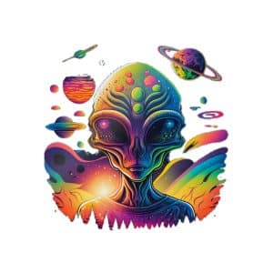 Die-Cut Stickers, (DTF) Psychedelic Alien