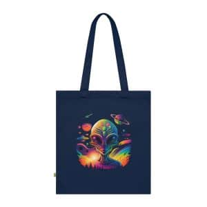 Organic Cotton Tote Bag Psychedelic Alien