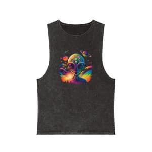 Unisex Stonewash Tank Top Psychedelic Alien