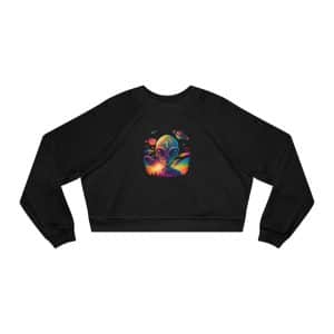 Women's Cropped Fleece Pullover Psychedelic Alien