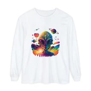 Unisex Garment-dyed Long Sleeve T-Shirt Psychedelic Alien