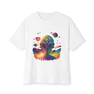 Unisex Oversized Boxy Tee Psychedelic Alien