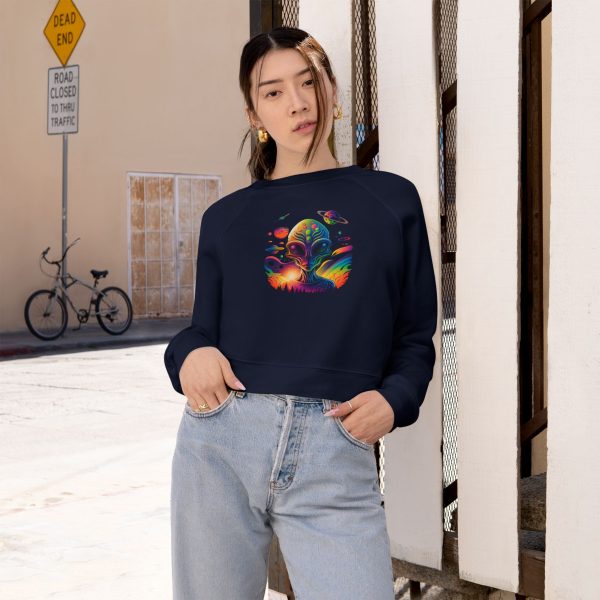 Cosmic Vibes Cropped Fleece Pullover, Women’s Casual Sweatshirt, Trendy Crop Top, Galaxy Print Apparel, Perfect for Festivals and Gifting - Image 20