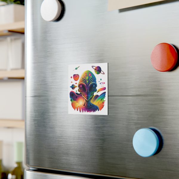 Colorful Alien Art Magnet, Space Decor, Sci-Fi Gift, Outer Space Magnet, Unique Fridge Magnet, Cosmic Artwork - Image 4