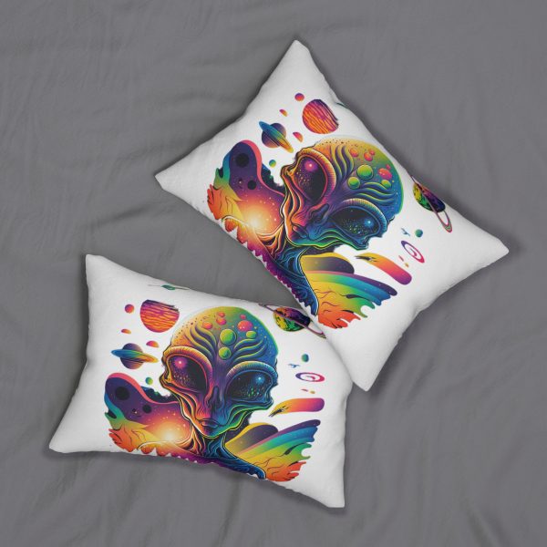 Colorful Alien Lumbar Pillow, Cosmic Home Decor, Unique Gift, Sci-Fi Cushion, Bohemian Accent Pillow, Space Lover Gift - Image 4