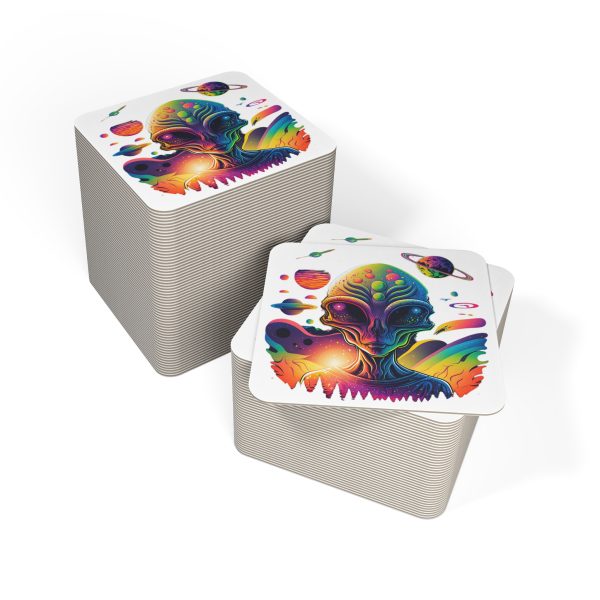 Colorful Alien Coasters - Set of 50/100, Cool Drink Coasters, Fun Bar Accessories, Retro Sci-Fi Decor, Unique Gifts for Space Lovers - Image 8