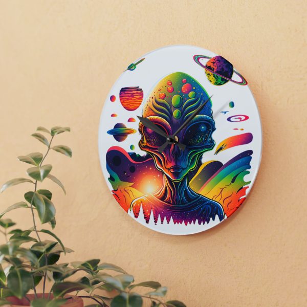 Colorful Alien Acrylic Wall Clock, Unique Home Decor, Sci-Fi Wall Clock, Gift for Alien Lovers, Space-Themed Room Decor - Image 11